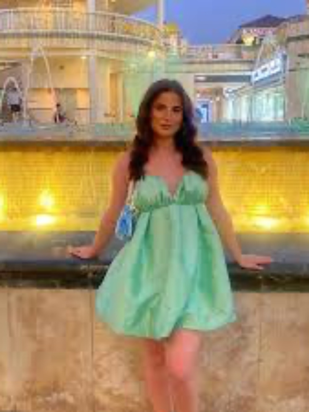 ASOS LUXE satin balloon dress mint blue 6
